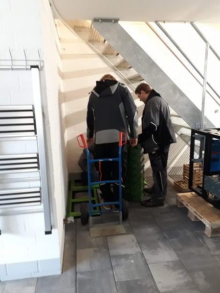 set-up below the stairs