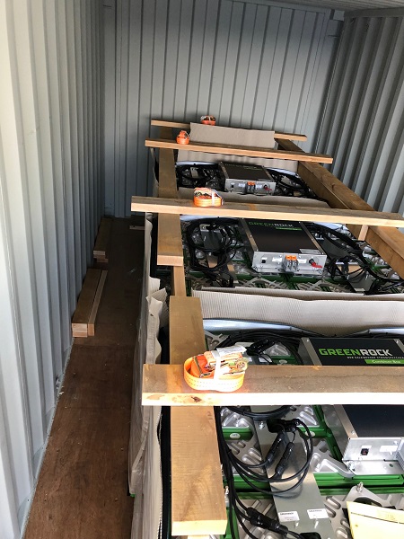 battery blocks inside the container